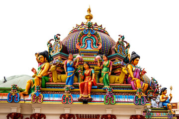 Fototapeta premium Colorful statues at a landmark Hindu temple in Singapore