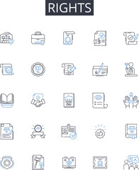 Rights line icons collection. Freedoms, Liberties, Entitlements, Privileges, Claims, Authorities, Autonomy vector and linear illustration. Permission,Empowerment,Advantages outline signs set