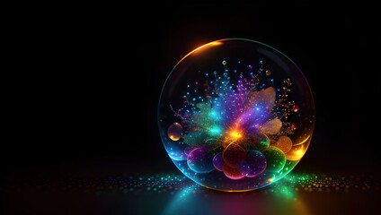 Colorful Rainbow Light in Glass Ball - Stock Photo