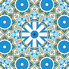 Geometric Hexagonal Abstract Pattern Mandala Islamic Ramadhan Ied Blue Yellow Gold 158