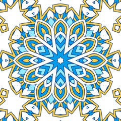 Geometric Hexagonal Abstract Pattern Mandala Islamic Ramadhan Ied Blue Yellow Gold 145