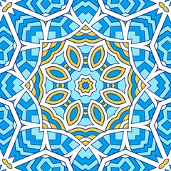 Geometric Hexagonal Abstract Pattern Mandala Islamic Ramadhan Ied Blue Yellow Gold 143