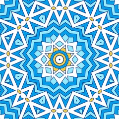 Geometric Hexagonal Abstract Pattern Mandala Islamic Ramadhan Ied Blue Yellow Gold 139