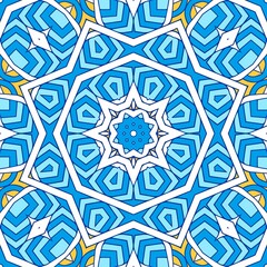 Geometric Hexagonal Abstract Pattern Mandala Islamic Ramadhan Ied Blue Yellow Gold 122
