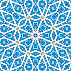 Geometric Hexagonal Abstract Pattern Mandala Islamic Ramadhan Ied Blue Yellow Gold 121