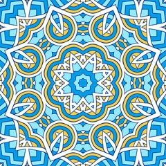 Geometric Hexagonal Abstract Pattern Mandala Islamic Ramadhan Ied Blue Yellow Gold 119