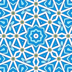 Geometric Hexagonal Abstract Pattern Mandala Islamic Ramadhan Ied Blue Yellow Gold 92