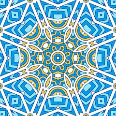 Geometric Hexagonal Abstract Pattern Mandala Islamic Ramadhan Ied Blue Yellow Gold 75