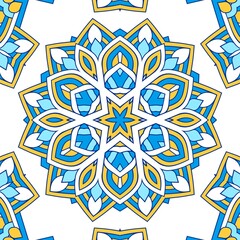 Geometric Hexagonal Abstract Pattern Mandala Islamic Ramadhan Ied Blue Yellow Gold 69