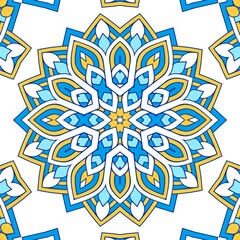 Geometric Hexagonal Abstract Pattern Mandala Islamic Ramadhan Ied Blue Yellow Gold 68
