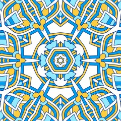 Geometric Hexagonal Abstract Pattern Mandala Islamic Ramadhan Ied Blue Yellow Gold 67