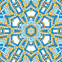 Geometric Hexagonal Abstract Pattern Mandala Islamic Ramadhan Ied Blue Yellow Gold 66