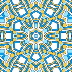 Geometric Hexagonal Abstract Pattern Mandala Islamic Ramadhan Ied Blue Yellow Gold 64