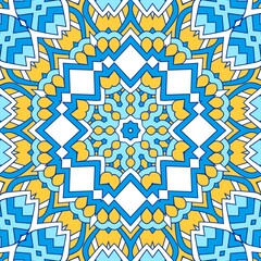 Geometric Hexagonal Abstract Pattern Mandala Islamic Ramadhan Ied Blue Yellow Gold 45