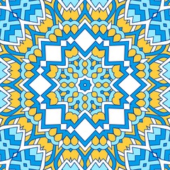 Geometric Hexagonal Abstract Pattern Mandala Islamic Ramadhan Ied Blue Yellow Gold 45