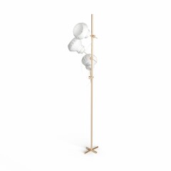 the floor lamp is made out of metal and glass with white lampshade