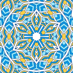 Geometric Hexagonal Abstract Pattern Mandala Islamic Ramadhan Ied Blue Yellow Gold 7