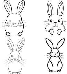 Fototapeta premium Cartoon style Rabbits coloring page line art vector illustration