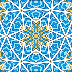 Geometric Hexagonal Abstract Pattern Mandala Islamic Ramadhan Ied Blue Yellow Gold 2