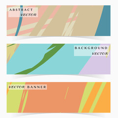 Abstract painting, strokes and doodles banner set. Website header with place for your text, social media advertisement. Hand drawn texture creative abstract design, sale brochure templates. Modern art