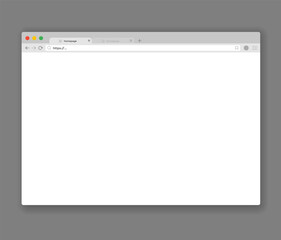 Browser mockup. Web window screen. Internet empty page concept with shadow. Modern window design isolated on gray background