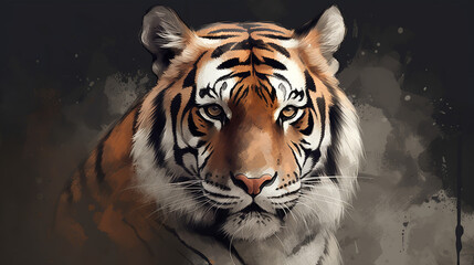 tiger, animal, cat, feline, wildlife, mammal, wild, predator, bengal, stripes, nature, zoo, carnivore, big, striped, fur, siberian, hunter, jungle, animals, safari, wildcat, generative ai