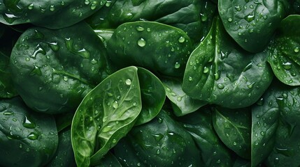 Wet Spinach Leaves Background