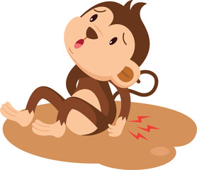 cute cartoon monkey character on white background illustration