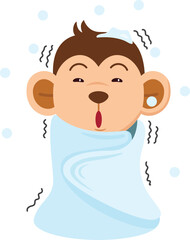 cute cartoon monkey character on white background illustration