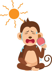 cute cartoon monkey character on white background illustration