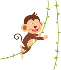 cute cartoon monkey character on white background illustration