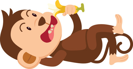 cute cartoon monkey character on white background illustration
