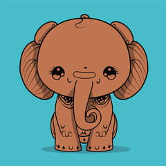 Cute and lovely cartoon baby elephant vector, editable