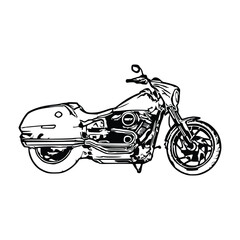 Motorcycle vector illustration, Motorcycle coloring page for book and drawing, Line art motorcycle.