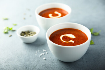 Homemade tomato soup with cream