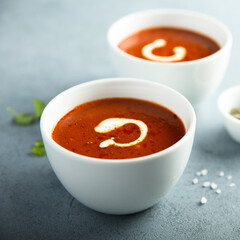 Homemade tomato soup with cream