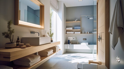 Fototapeta na wymiar Bathroom interior architecture minimalist style