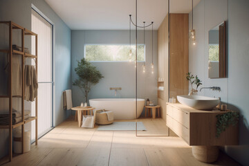 Fototapeta na wymiar Bathroom interior architecture minimalist style