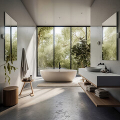 Fototapeta premium Bathroom interior architecture minimalist style