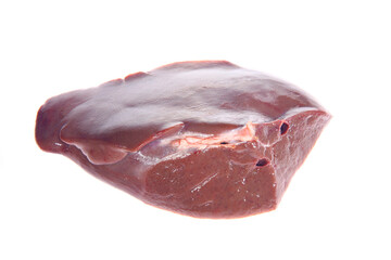 Pork liver on a white background