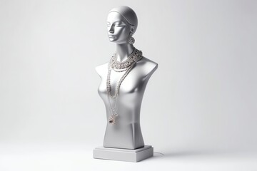 Obraz premium Mannequin Jewelry Display Stand On White Background. Generative AI