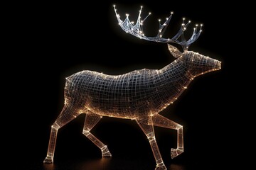 Reindeer created with technology. Christmas holiday. Generative AI