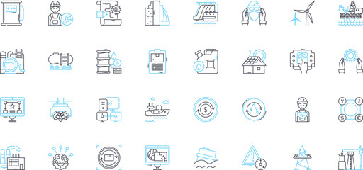 Production house linear icons set. Film, Studio, Video, Cinematography, Editing, Direction, Script line vector and concept signs. Crew,Production,Post-production outline illustrations