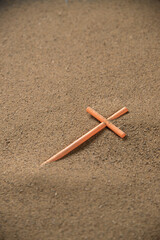 stick cross on the sand death israel palestine war warrior funeral