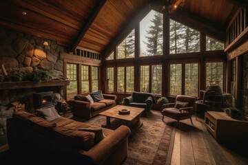 Naklejka premium The Art of Making Your Living Room Cozy with Generative AI