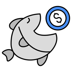 Modern design icon of financial fish
