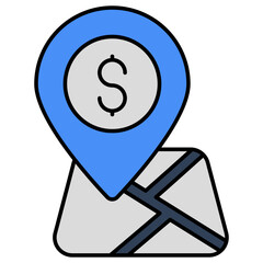 flat design icon of bank location 