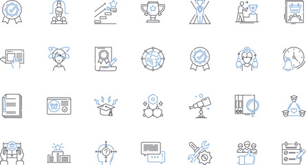 Educational facility line icons collection. Classroom, School, Learning, Teacher, Student, Curriculum, Lesson vector and linear illustration. Study,Education,Academic outline signs set
