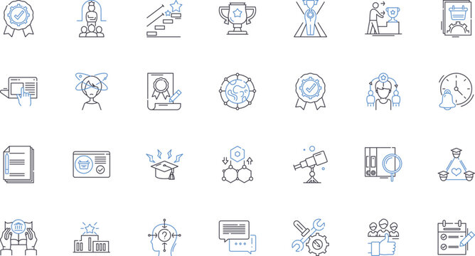 Educational facility line icons collection. Classroom, School, Learning, Teacher, Student, Curriculum, Lesson vector and linear illustration. Study,Education,Academic outline signs set
