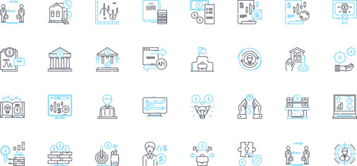 shares linear icons set. Stocks, Equity, Market, Trading, Investment, Portfolio, Dividend line vector and concept signs. IPO,Brokers,Exchange outline illustrations